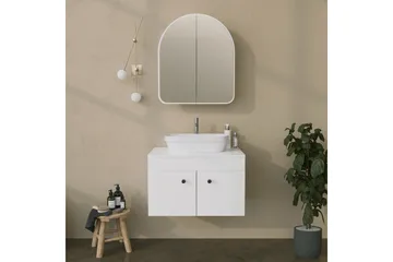 Heren Overskap med speil 45 cm - Hvit - Oppbevaring - Oppbevaring til baderom - Speilskap