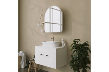 Heren Overskap med speil 45 cm - Hvit - Oppbevaring - Oppbevaring til baderom - Speilskap