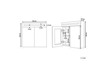 Jaramillo Skap til Badet 60 cm Speil med LED-belysning - Hvit - Oppbevaring - Oppbevaring til baderom - Speilskap