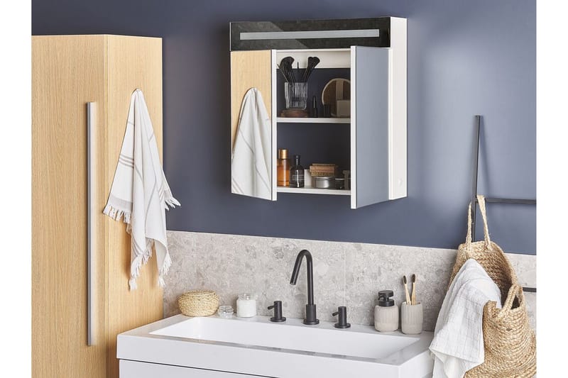 Jaramillo Skap til Badet 60 cm Speil med LED-belysning - Hvit - Oppbevaring - Oppbevaring til baderom - Speilskap