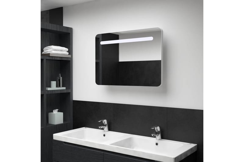 LED-speilskap til bad 80x11x55 cm - Hvit - Speilskap