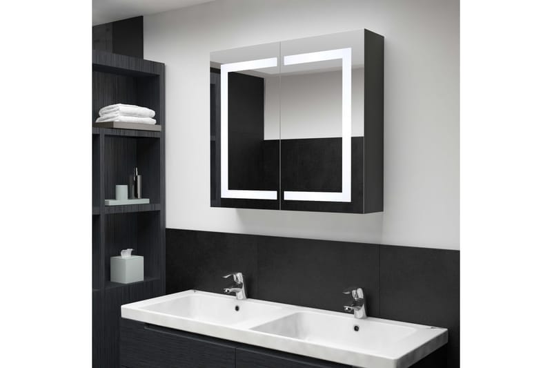 LED-speilskap til bad 80x12,2x68 cm - Antrasittgrå - Speilskap