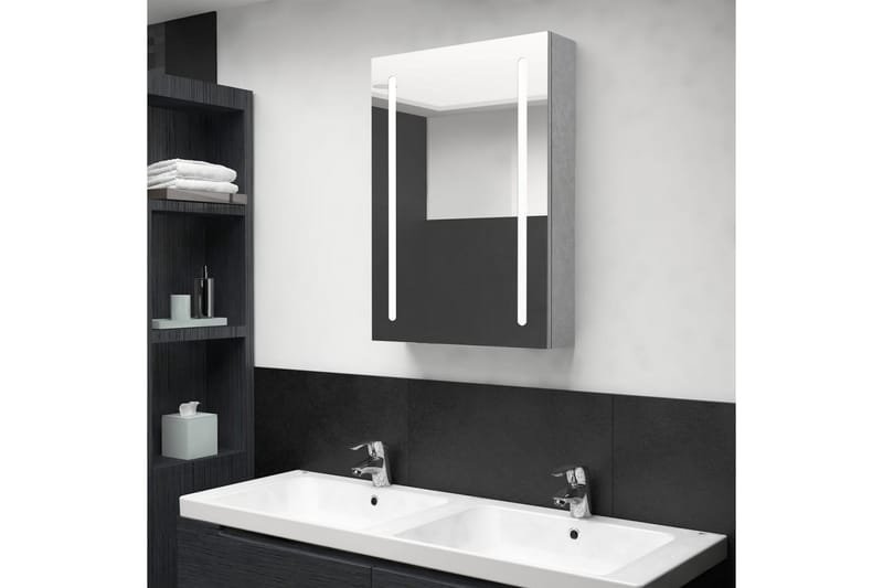 LED-speilskap til bad betonggrå 50x13x70 cm - Speilskap