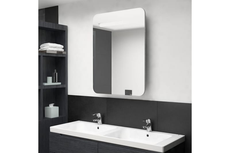 LED-speilskap til bad betonggrå 60x11x80 cm - Speilskap