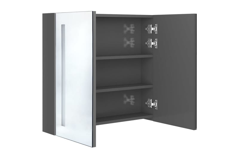 LED-speilskap til bad blank grå 62x14x60 cm - Speilskap