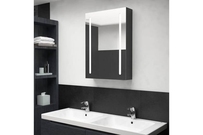 LED-speilskap til bad blank svart 50x13x70 cm - Speilskap