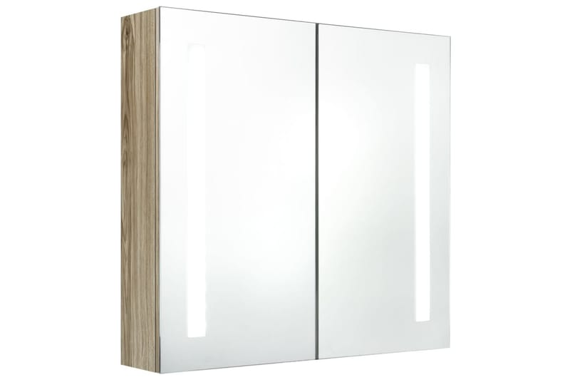 LED-speilskap til bad eik 62x14x60 cm - Speilskap