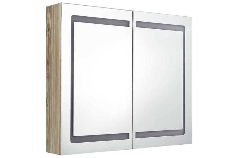 LED-speilskap til bad eik 80x12x68 cm - Brun - Speilskap