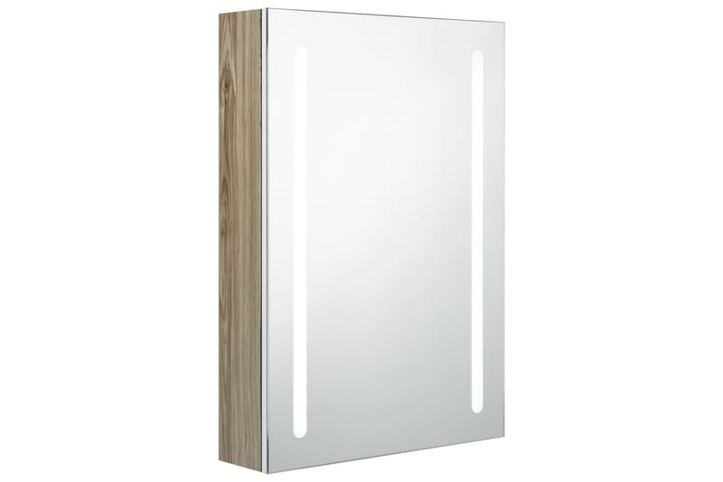 LED-speilskap til bad hvit og eik 50x13x70 cm - Speilskap