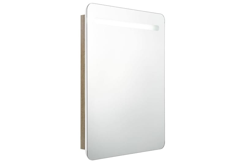 LED-speilskap til bad hvit og eik 60x11x80 cm - Speilskap