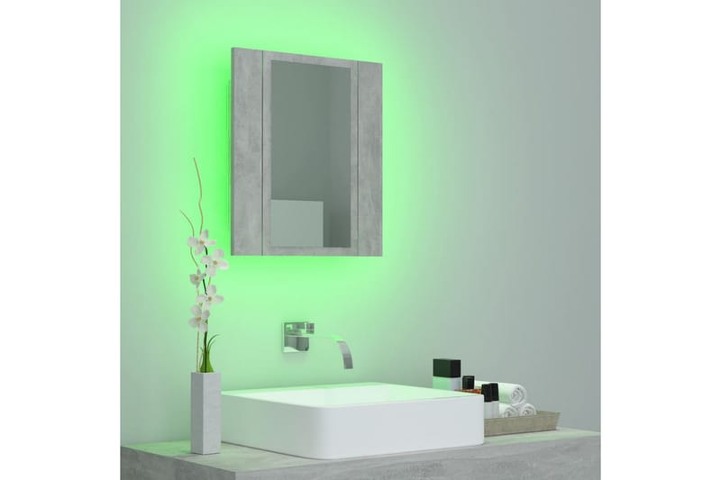 LED-speilskap til baderom betonggrå 40x12x45 cm - Grå - Speilskap