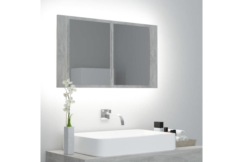 LED-speilskap til baderom betonggrå 80x12x45 cm - Grå - Speilskap