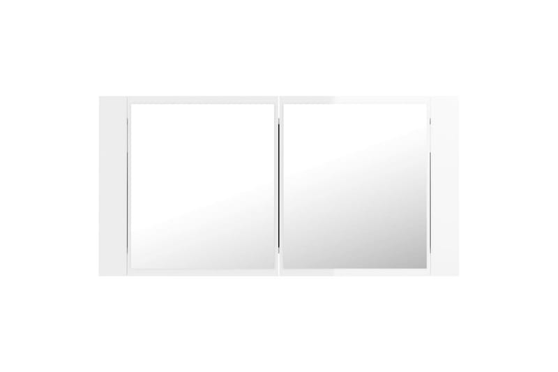 LED-speilskap til baderom høyglans hvit 90x12x45 cm - Hvit - Speilskap