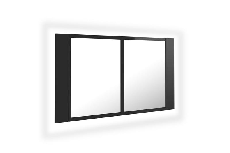 LED-speilskap til baderom høyglans svart 80x12x45 cm - Svart - Speilskap