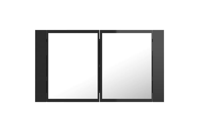 LED-speilskap til baderom høyglans svart 80x12x45 cm - Svart - Speilskap