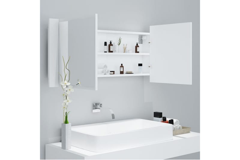 LED-speilskap til baderom hvit 100x12x45 cm - Hvit - Speilskap