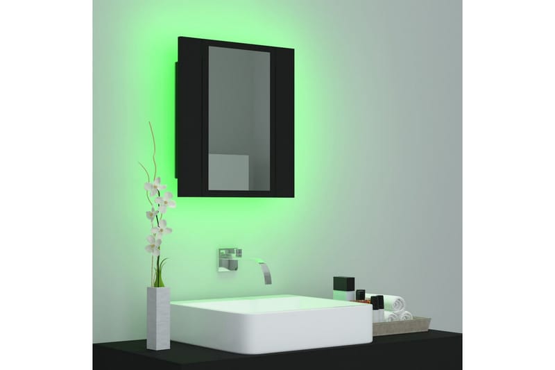 LED-speilskap til baderom svart 40x12x45 cm - Svart - Speilskap