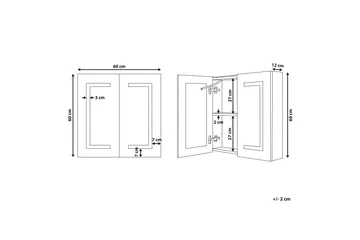 Mazarredo Skap til Badet 60 cm Speil med LED-belysning - Hvit - Oppbevaring - Oppbevaring til baderom - Speilskap