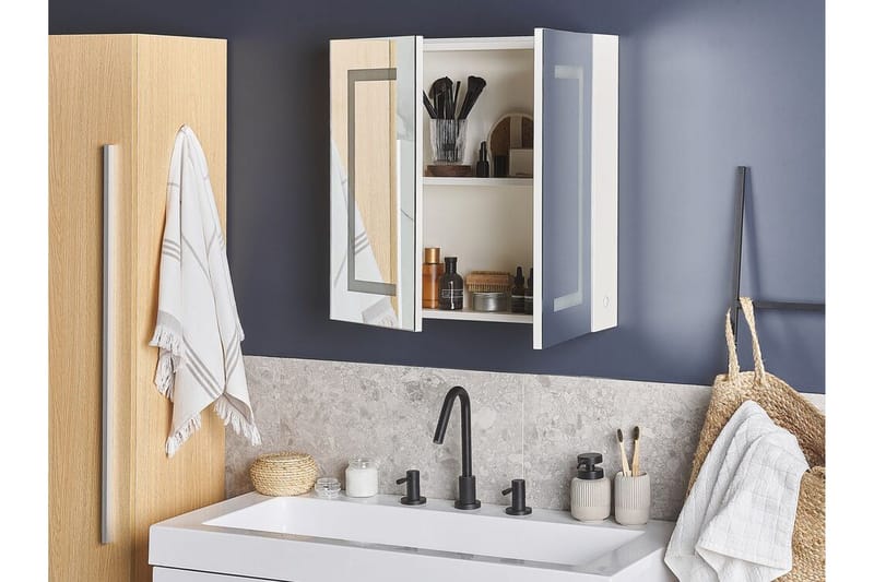 Mazarredo Skap til Badet 60 cm Speil med LED-belysning - Hvit - Oppbevaring - Oppbevaring til baderom - Speilskap