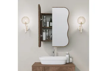 Najmin Overskap med speil 45 cm - Valnøtt - Oppbevaring - Oppbevaring til baderom - Speilskap