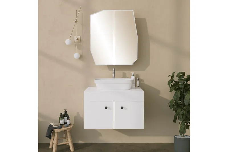 Patni Overskap med speil 45 cm, Hvit