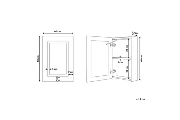 Roconda Skap til Badet 40 cm Speil med LED-belysning - Hvit - Oppbevaring - Oppbevaring til baderom - Speilskap