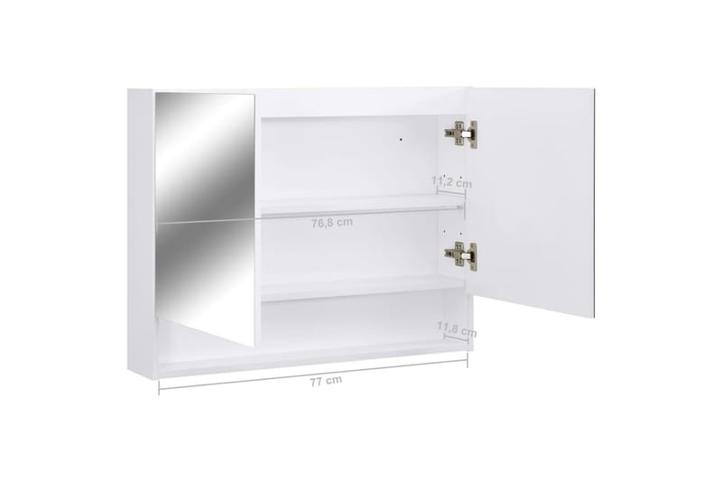 Speilskap med LED hvit 80x15x60 cm MDF - Hvit - Speilskap