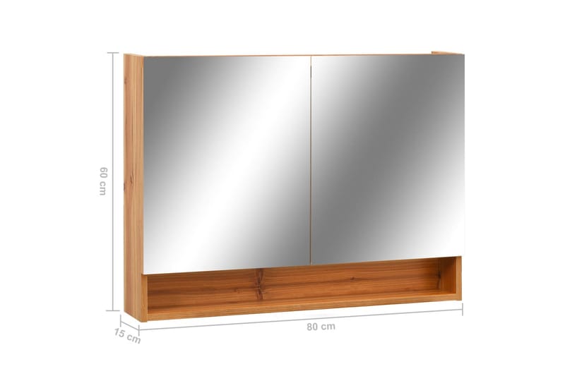 Speilskap med LED til baderom eik 80x15x60 cm MDF - Brun - Speilskap