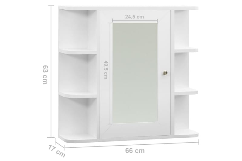 Speilskap til baderom hvit 66x17x63 cm MDF - Speilskap