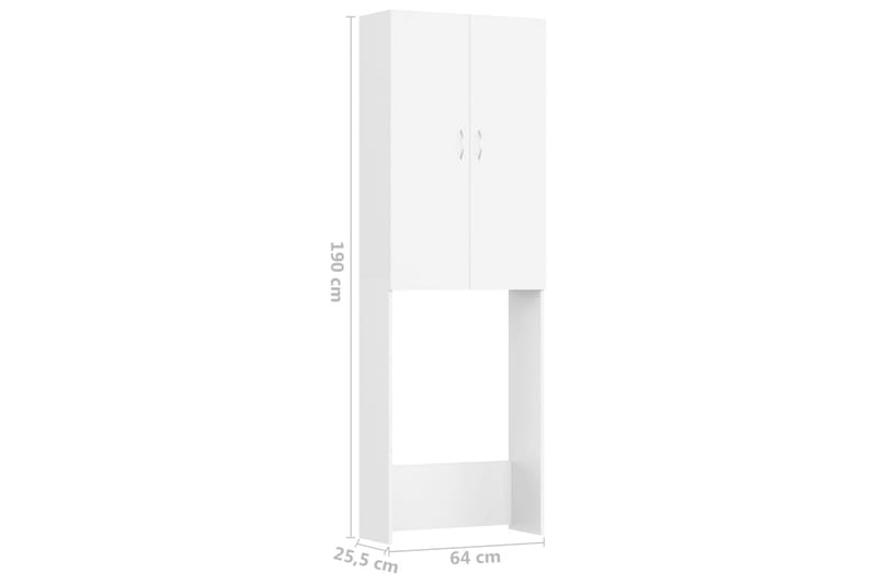 Vaskemaskinskap hvit 64x25,5x190 cm - Veggskap & høyskap - Baderomsskap