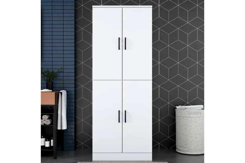 Vaskemaskinskap Ostwerwaltia Hvit - Hvit - Oppbevaring - Oppbevaring til baderom - Veggskap & høyskap