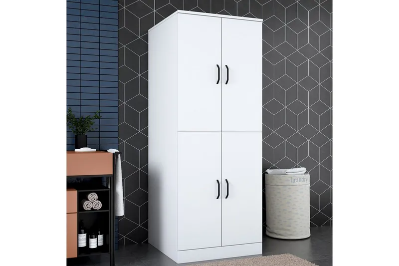 Vaskemaskinskap Ostwerwaltia Hvit - Hvit - Oppbevaring - Oppbevaring til baderom - Veggskap & høyskap