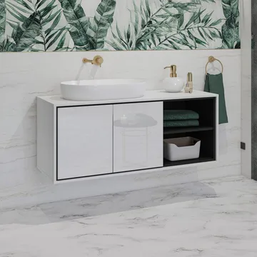 Vaskeskap Irvine 2 dører - Hvit Glans, 120 cm - Oppbevaring - Oppbevaring til baderom - Veggskap & høyskap