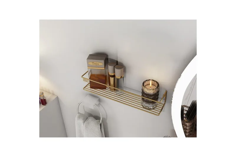 Vegghylle Moren Makyaj Rafi Gull - Gull - Oppbevaring - Oppbevaring til baderom - Baderomshyller