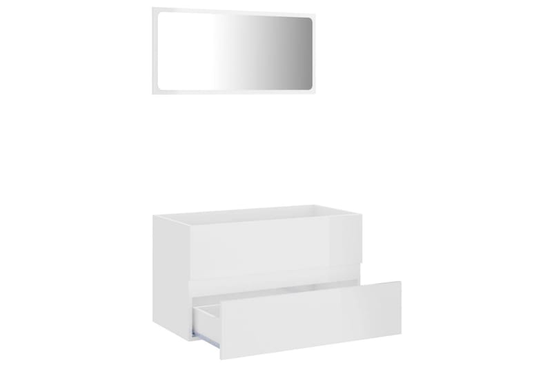 Baderomsmøbler 2 stk høyglans hvit sponplate - Hvit - Veggskap & høyskap - Baderomsskap