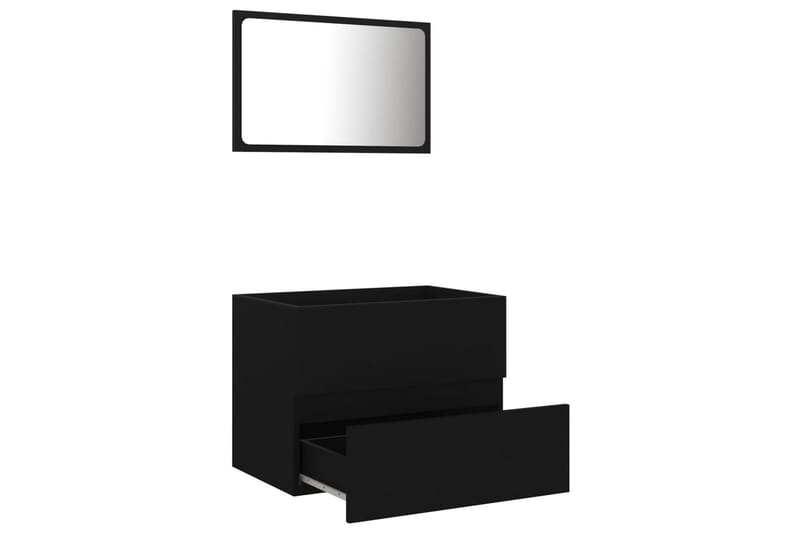 Baderomsmøbler 2 stk svart sponplate - Svart - Veggskap & høyskap - Baderomsskap