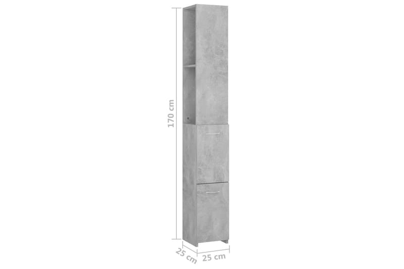 Baderomsskap betonggrå 25x25x170 cm sponplate - Grå - Veggskap & høyskap - Baderomsskap