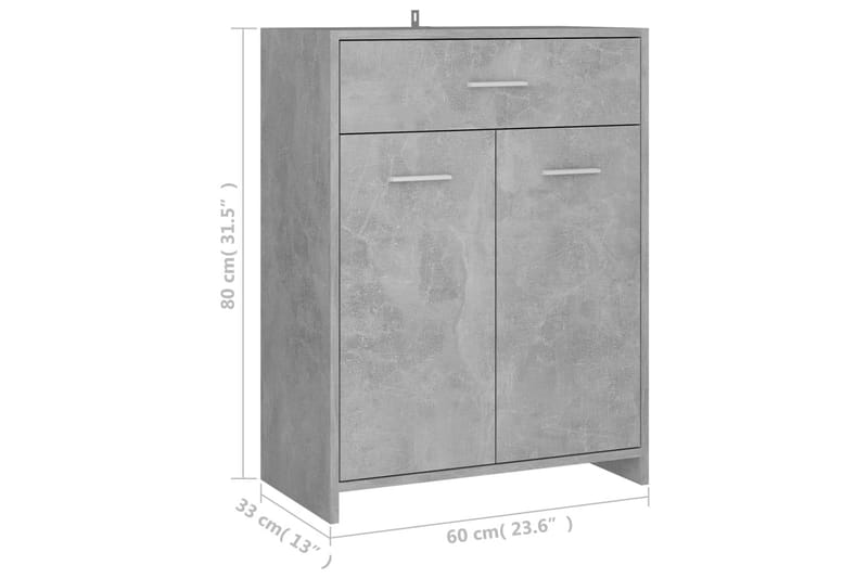 Baderomsskap betonggrå 60x33x80 cm sponplate - Grå - Veggskap & høyskap - Baderomsskap