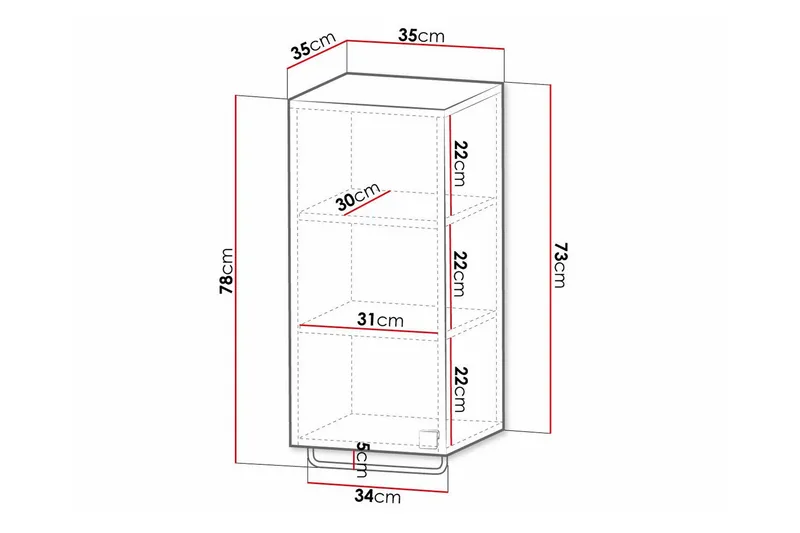 Glenndale Högskåp Badrum 73 cm Concept 55 Grey - Oppbevaring - Oppbevaring til baderom - Veggskap & høyskap