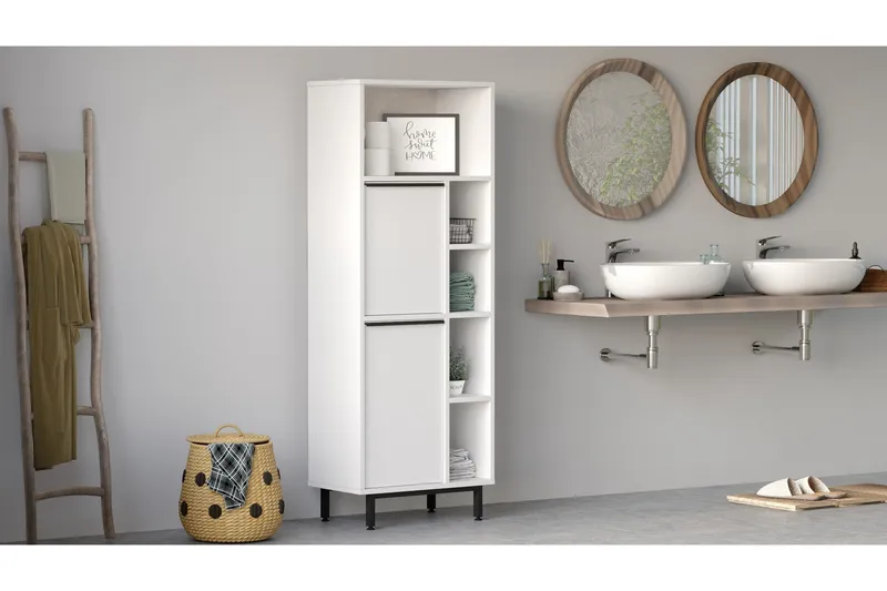 Liyakat Høyskap Baderom 161,6 cm - Hvit - Oppbevaring - Oppbevaring til baderom - Veggskap & høyskap
