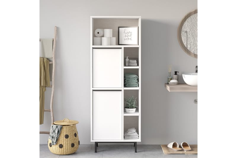 Liyakat Høyskap Baderom 161,6 cm - Hvit - Oppbevaring - Oppbevaring til baderom - Veggskap & høyskap