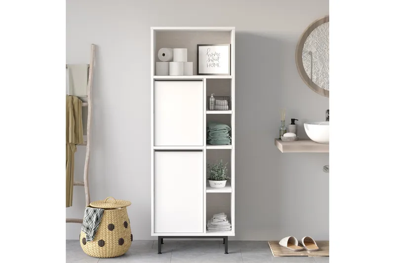 Liyakat Høyskap Baderom 161,6 cm - Hvit - Oppbevaring - Oppbevaring til baderom - Veggskap & høyskap