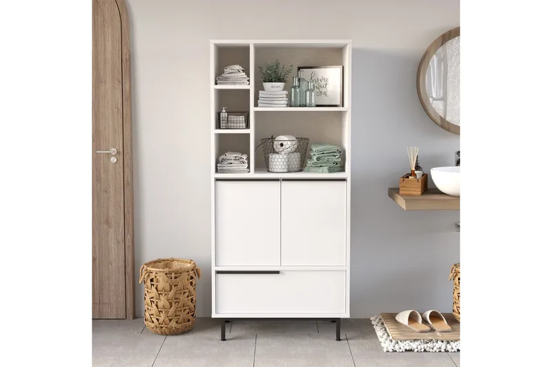 Liyakat Høyskap Baderom 161,6 cm - Hvit - Oppbevaring - Oppbevaring til baderom - Veggskap & høyskap