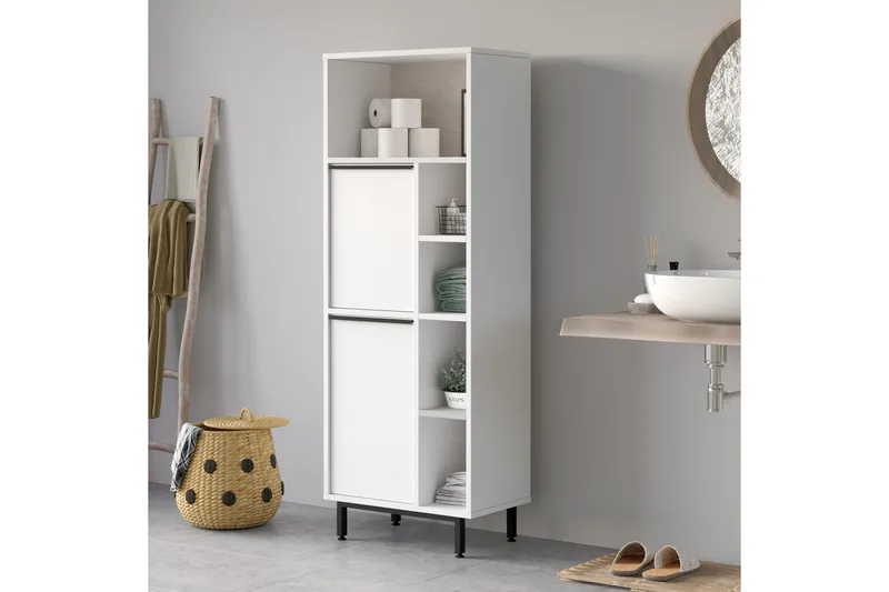 Liyakat Høyskap Baderom 161,6 cm - Hvit - Oppbevaring - Oppbevaring til baderom - Veggskap & høyskap
