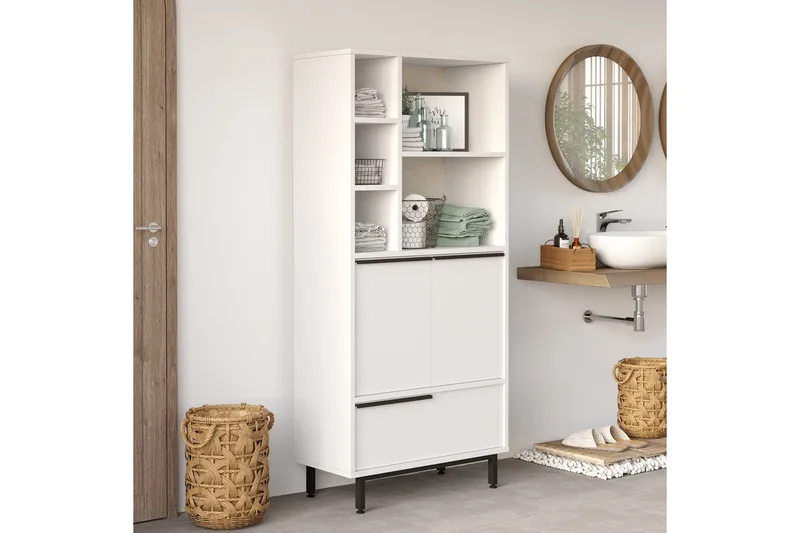 Liyakat Høyskap Baderom 161,6 cm - Hvit - Oppbevaring - Oppbevaring til baderom - Veggskap & høyskap