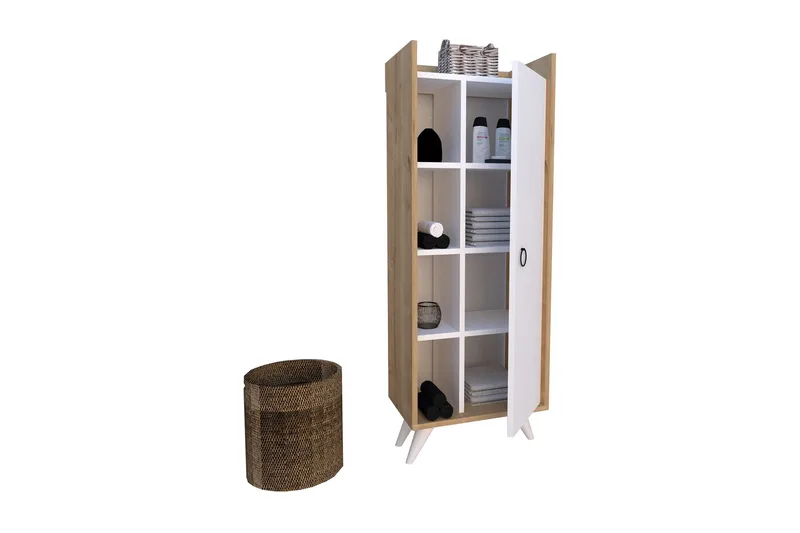 Multi Purpose Cabinet Eik|Hvit - Natur / Hvit - Oppbevaring - Oppbevaring til baderom - Veggskap & høyskap