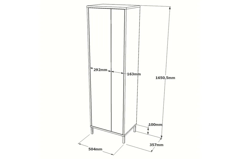 Rinorea Oppbevaringsskap 50,4x165 cm - Brun - Oppbevaring - Oppbevaring til baderom - Veggskap & høyskap