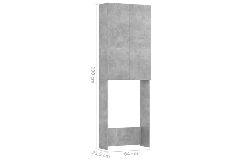 Vaskemaskinskap betonggrå 64x25,5x190 cm - Veggskap & høyskap - Baderomsskap