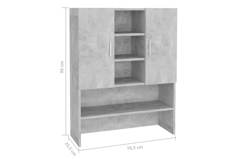 Vaskemaskinskap betonggrå 70,5x25,5x90 cm - Veggskap & høyskap - Baderomsskap