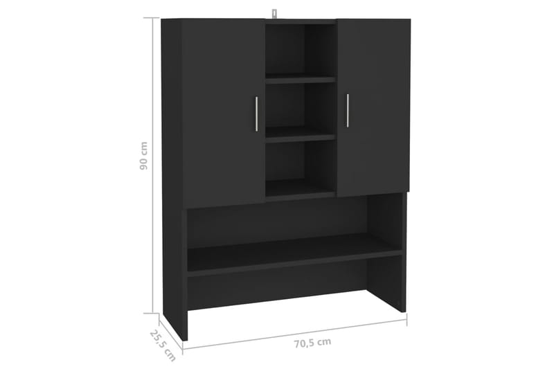 Vaskemaskinskap svart 70,5x25,5x90 cm - Veggskap & høyskap - Baderomsskap